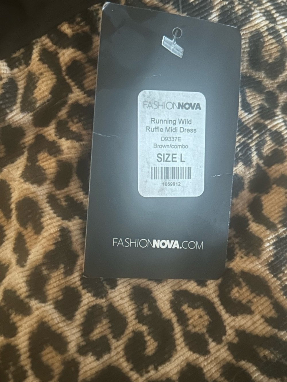 Fashion Nova Leopard Print Ruffle Midi Dress - Tan/Black - Picture 2 of 5